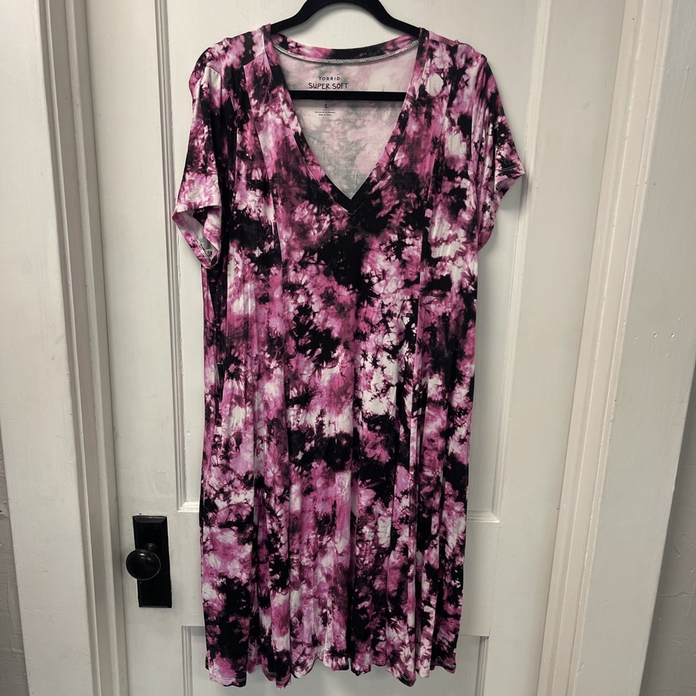 Torrid Super Soft Plus Size 1 Tie Dye Dress Pockets